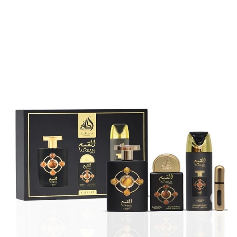 Lattafa Pride Al Qiam Gold uniseks Komplekt - EdP 100  deo spr 200  EdP 20 ml  atomizer